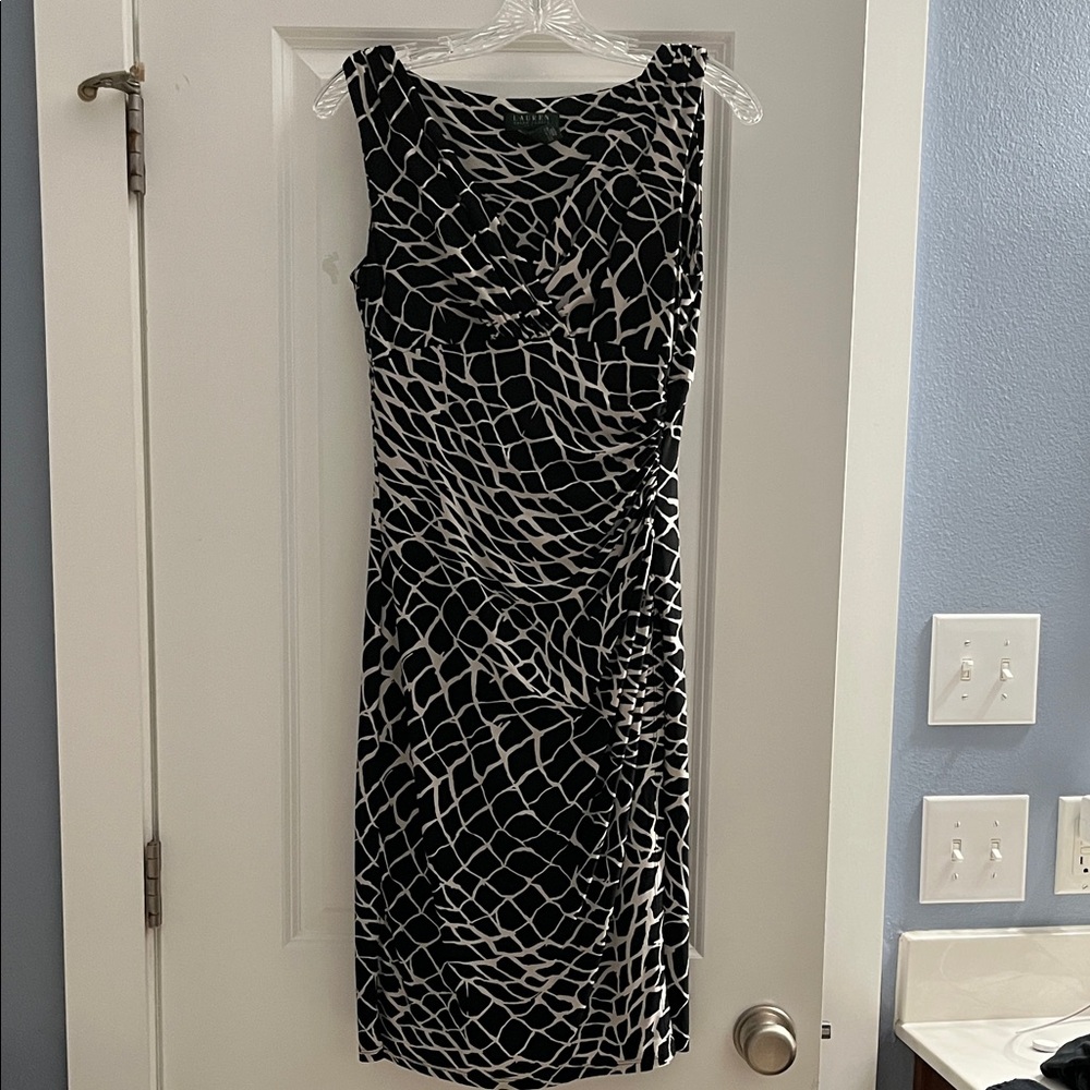 Lauren Ralph Lauren Black and White Patterned Midi Dress